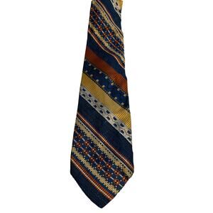 Vintage The Custom Shop Multicolor Striped Textured 100% Silk Necktie